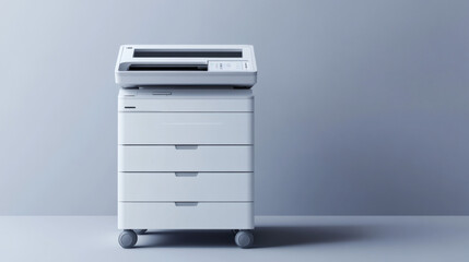 High-tech multifunction office printer and copier with touch screen, designed for efficient printing, scanning, and copying tasks.