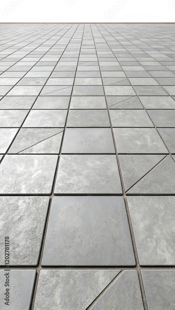 Aufkleber A gray tile floor with a pattern of squares and triangles