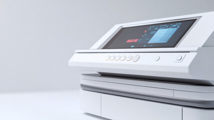 High-tech multifunction office printer and copier with touch screen, designed for efficient printing, scanning, and copying tasks.