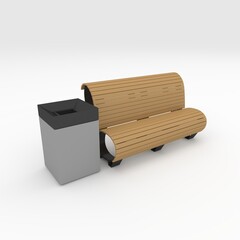 3d render bench park design element. Furniture Collection