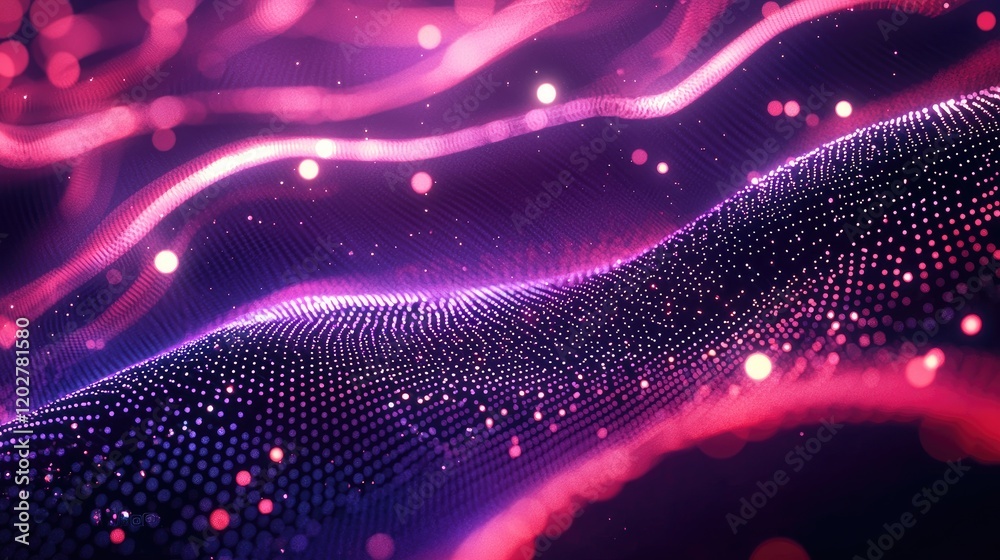 Aufkleber Stunning abstract digital network background featuring glowing dots and lines, creating a mesh design that symbolizes data connections and advanced technology concepts.