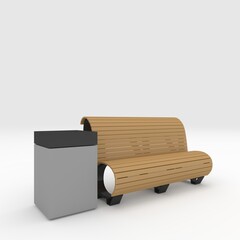 3d render bench park design element. Furniture Collection
