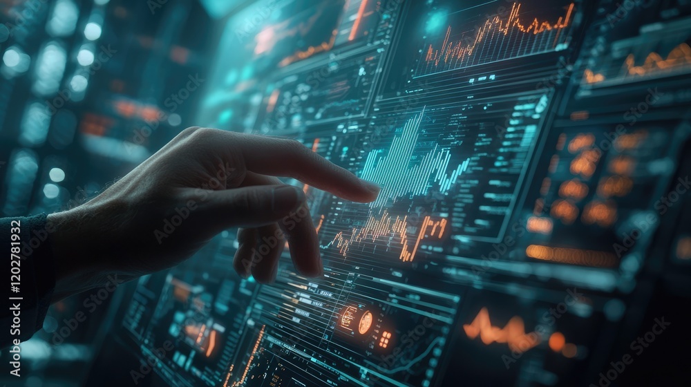 Aufkleber a business professional interacts with a digital financial graph in a modern office, symbolizing gro