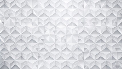 Abstract geometric white texture featuring origami-inspired triangular shapes arranged in a seamless pattern, ideal for backgrounds and design projects requiring elegance.