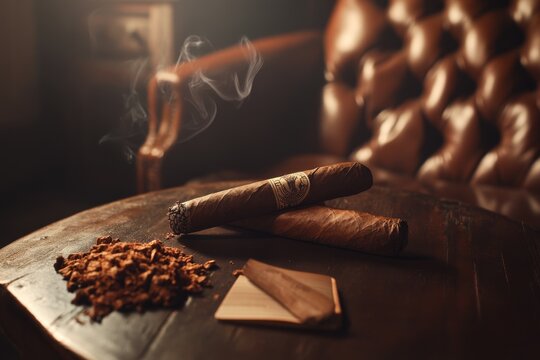 a hand rolled cigar resting on a table