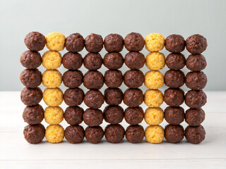 Obraz premium chocolate corn balls, food, spice, isolated, pepper, white, brown, allspice, ingredient, chocolate, dry, black, closeup, pimento, macro, dried, sweet, healthy, seasoning, nut, gourmet, seeds, seed, nu