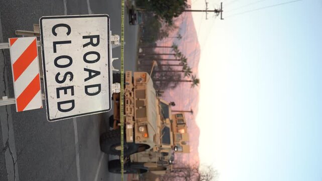 Road Closure Due to Wildfires in Pasadena, USA