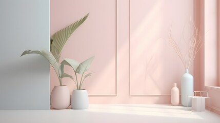 Fototapeta premium Calming interior design inspiration minimalist space home decor soft colors natural elements modern aesthetics