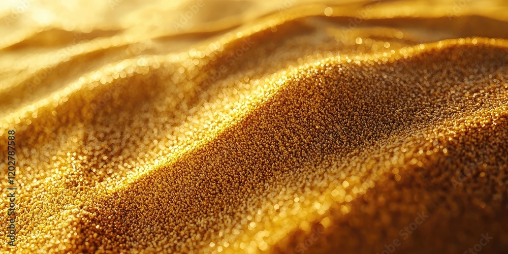 Poster A close-up of a single grain of sand, highlighting its unique shape and the tiny particles adhering to its surface.