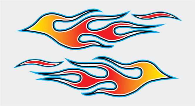 Naklejki Racing flame car sticker tribal flame car decal fire tattoo vector art for car sides and motorcycle tanks stock illustration Flame, Sticker, Fire - Natural Phenomenon, Car, Hot Rod Car