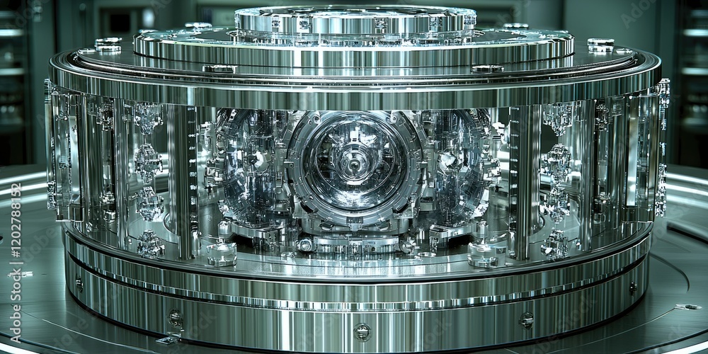 Aufkleber Two engineers are captured in a close-up shot fine-tuning a quantum computer in a cutting-edge lab, their intense focus reflecting the high stakes of their work.