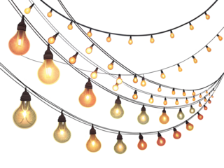 String lights  isolated on white background.PNG transparent

