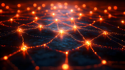 Fototapeta premium Abstract Glowing Network Connection: Digital Technology and Communication Concept