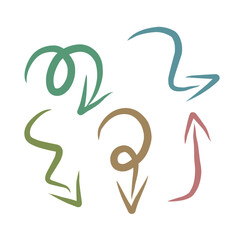 Arrows set doodles handrawn art lines 