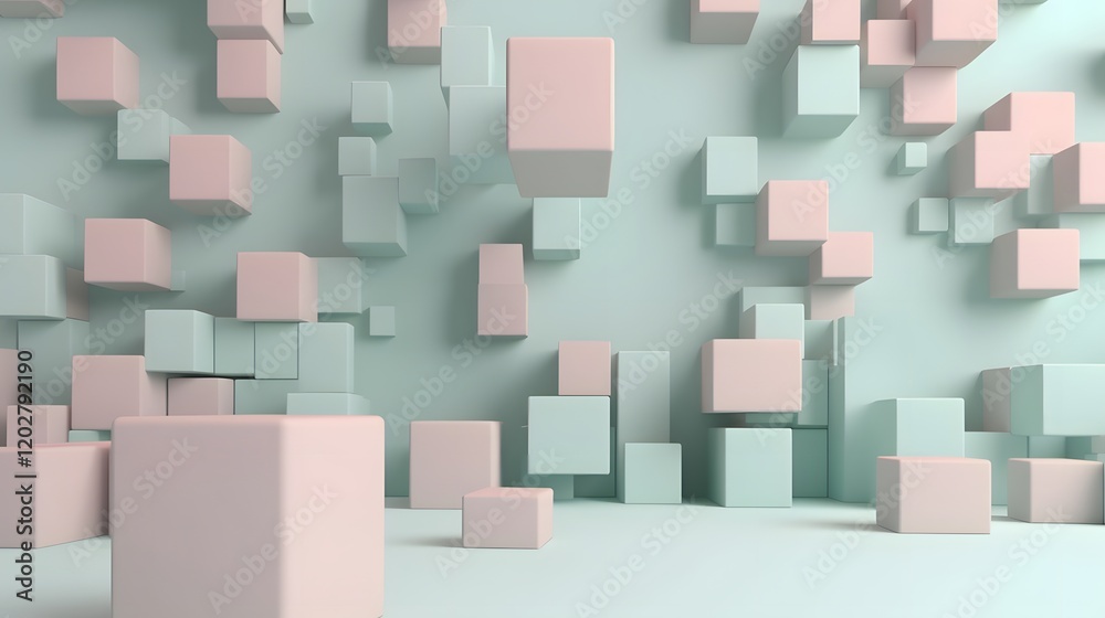 Poster dynamic cube animation abstract space 3d graphics minimalist design aerial view modern conceptual ar