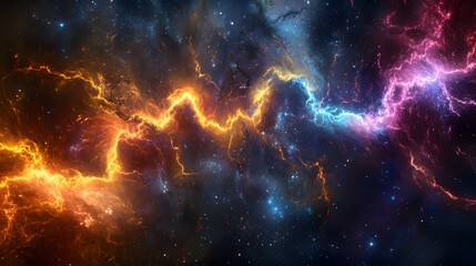 Fototapeta premium Cosmic Nebula with Vibrant Energy Streams and Stars