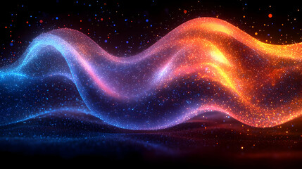 Obraz premium Abstract glowing wave with red and blue particles, dynamic energy motion design