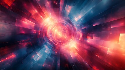 Fototapeta premium abstract image featuring a dynamic interplay of red, orange, and blue hues, creating a sense of movement and energy.