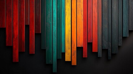 Fototapeta premium Vibrant cascading color strips on a black backdrop, ideal for Black History Month banners, flyers, or any creative celebration of diversity and culture.