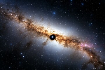 Naklejka premium Black hole is surrounded by a bright yellow cloud