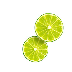 Vibrant Fresh Lime Slices isolated on transparent background