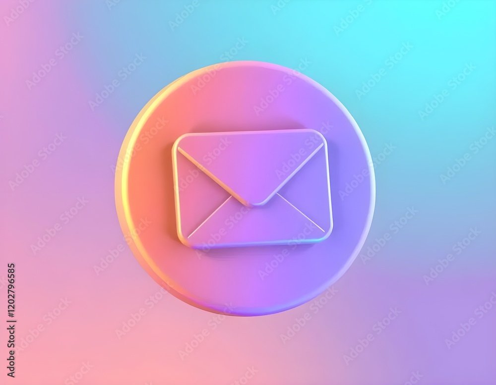 Wall mural 3d render of gradient email or message inbox notification and reminder illustration icon for UI UX web social media,message,internet,3d,sms