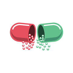 Capsule vector, powder falling form capsule vector, logo design element