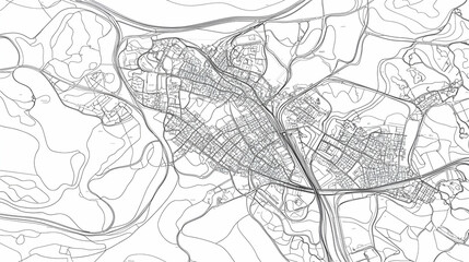 Fototapeta premium City map aerial view, urban planning, road network, infrastructure, background hills, for urban development projects