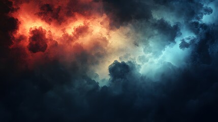 Fiery and Icy Clouds Clashing in a Dramatic Sky