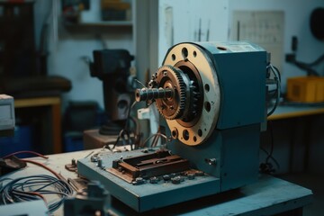 Fototapeta premium Disassembled Gearbox Under Natural Light in Workshop