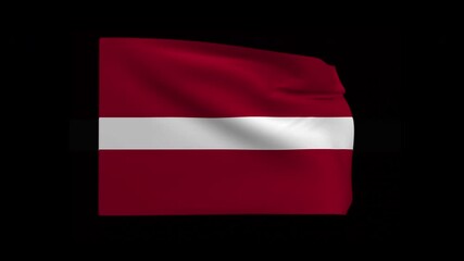 4k of latvia waving flag. isolated of latvia flag with black background