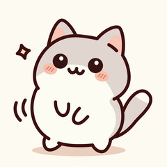 Adorable Cartoon Cat Vector in Soft Pastel Colors