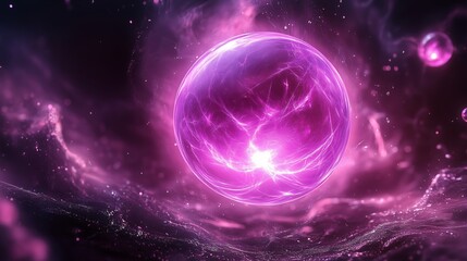 Obraz premium A Vibrant Energy Sphere in a Mystical Cosmic Environment