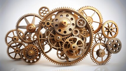 Intricate Golden Gears Interlocking in Complex Mechanical Harmony