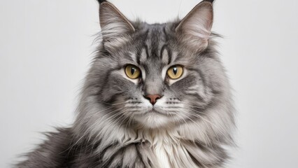 Obraz premium Portrait of Blue maine coon cat on grey background