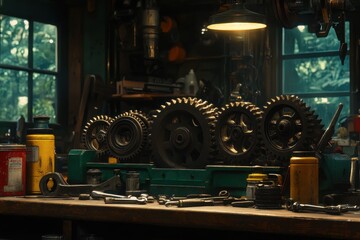 Rustic Workshop Tools on a Workbench