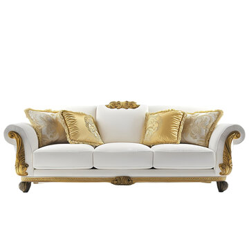 Elegant White Gold Sofa Luxury Furniture Home Decor Interior Design room rich couch royal house     