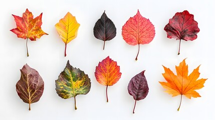 Obraz premium Autumn Leaves Arranged On A White Background