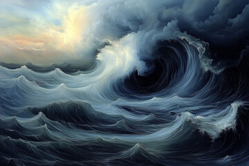 Fototapeta premium abstract blue background with waves