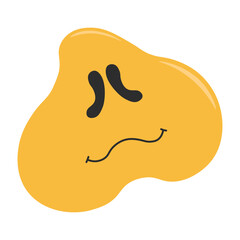 Psychedelic Melting Emoji. Flat Cartoon Vector Illustration