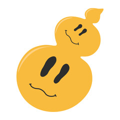 Psychedelic Melting Emoji. Flat Cartoon Vector Illustration