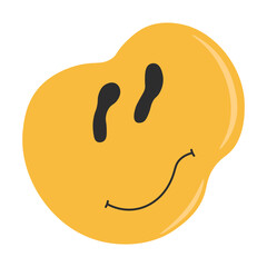 Psychedelic Melting Emoji. Flat Cartoon Vector Illustration