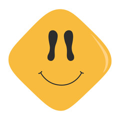 Psychedelic Melting Emoji. Flat Cartoon Vector Illustration