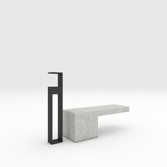 3d render bench park design element. Furniture Collection
