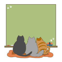 猫　黒猫　黒板　フレーム