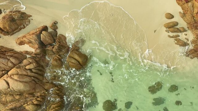 nature of the beach and sea Summer with sunshine, sandy beaches, clear blue waters sparkling against the blue sky. On an island with good ecology and environment Background for summer vacation