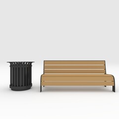 3d render bench park design element. Furniture Collection