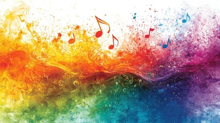 Fototapeta premium Vibrant Music-Themed Abstract Art with Colorful Notes and Dynamic Patterns