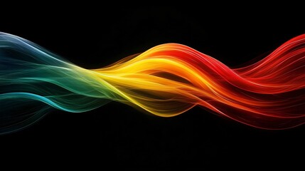 An abstract design showcasing vibrant flowing waves in red, yellow, and green against a black background, perfect for Black History Month events, posters, and art projects.