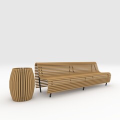 3d render bench park design element. Furniture Collection